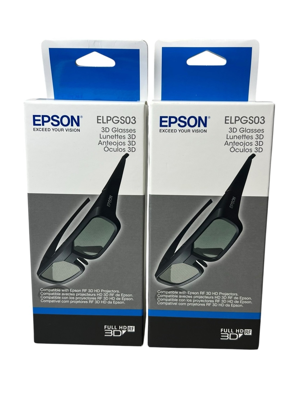 EPSON ELPGS03 3D NIB Glasses - Black Bundle of 2